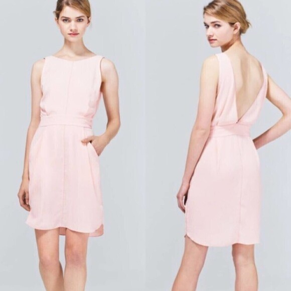 Aritzia Wilfred Black Sleeveless Leila Deep V Back Mini Dress Pockets Size 0 - Picture 3 of 14